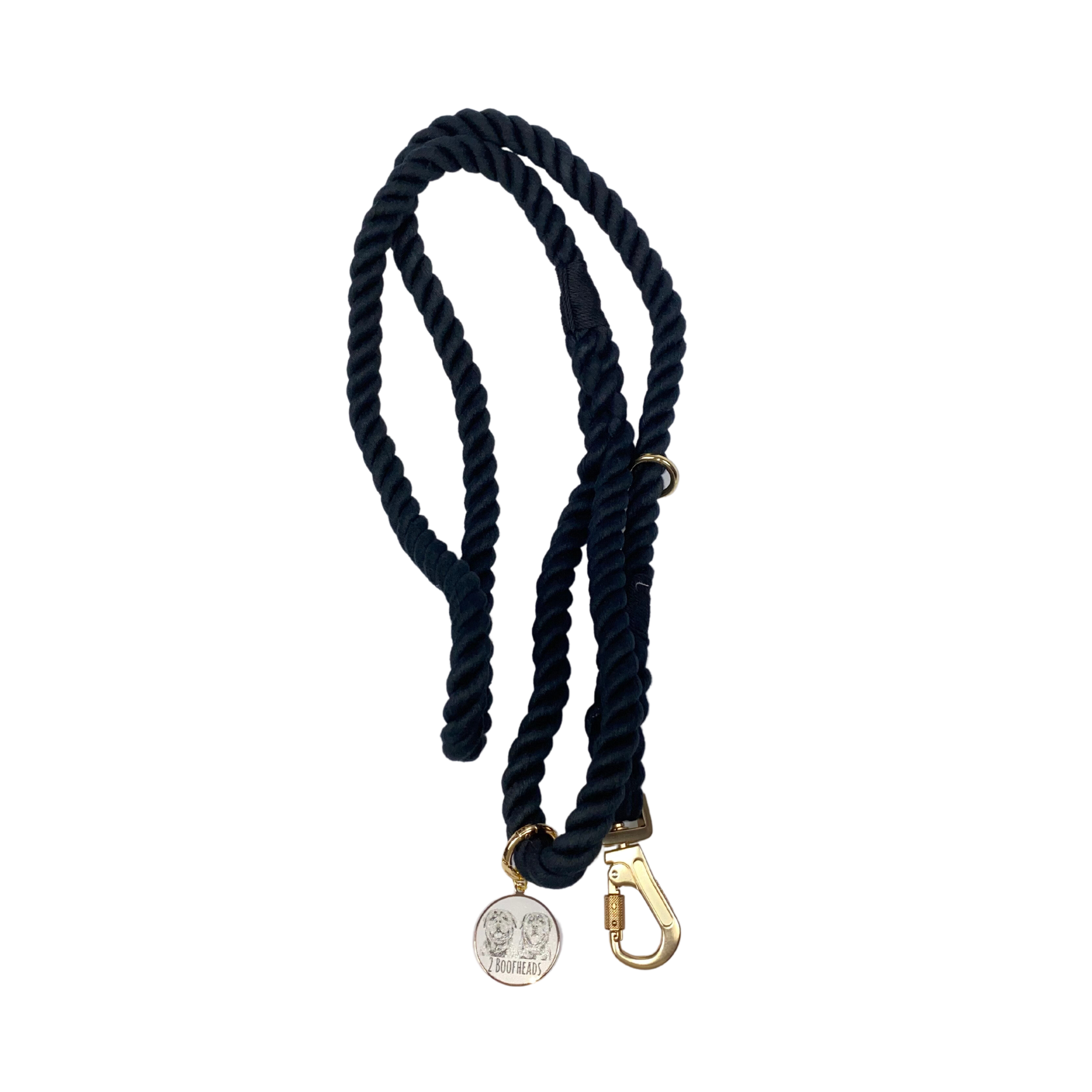 Rope leash with adjustable collar - Black – 2Boofheads